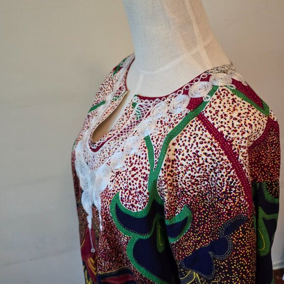 Vintage West African Print Top with Exquisite Embroidery - Picture 9 of 12